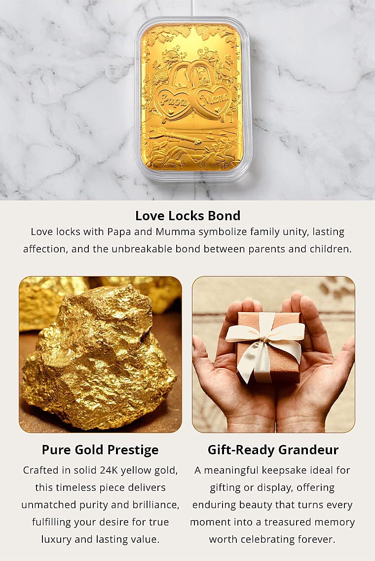 24K Yellow Gold Love Locks Embossed Sheet (31x45.5mm) 10mg Banner