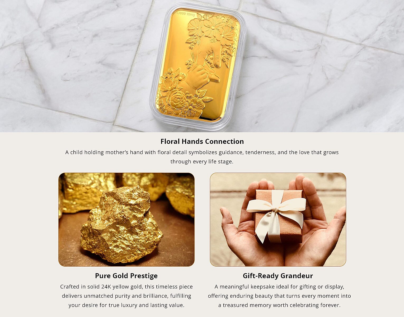 24K Yellow Gold Hands with Floral Embossed Sheet (31x45.5mm) 10mg Banner