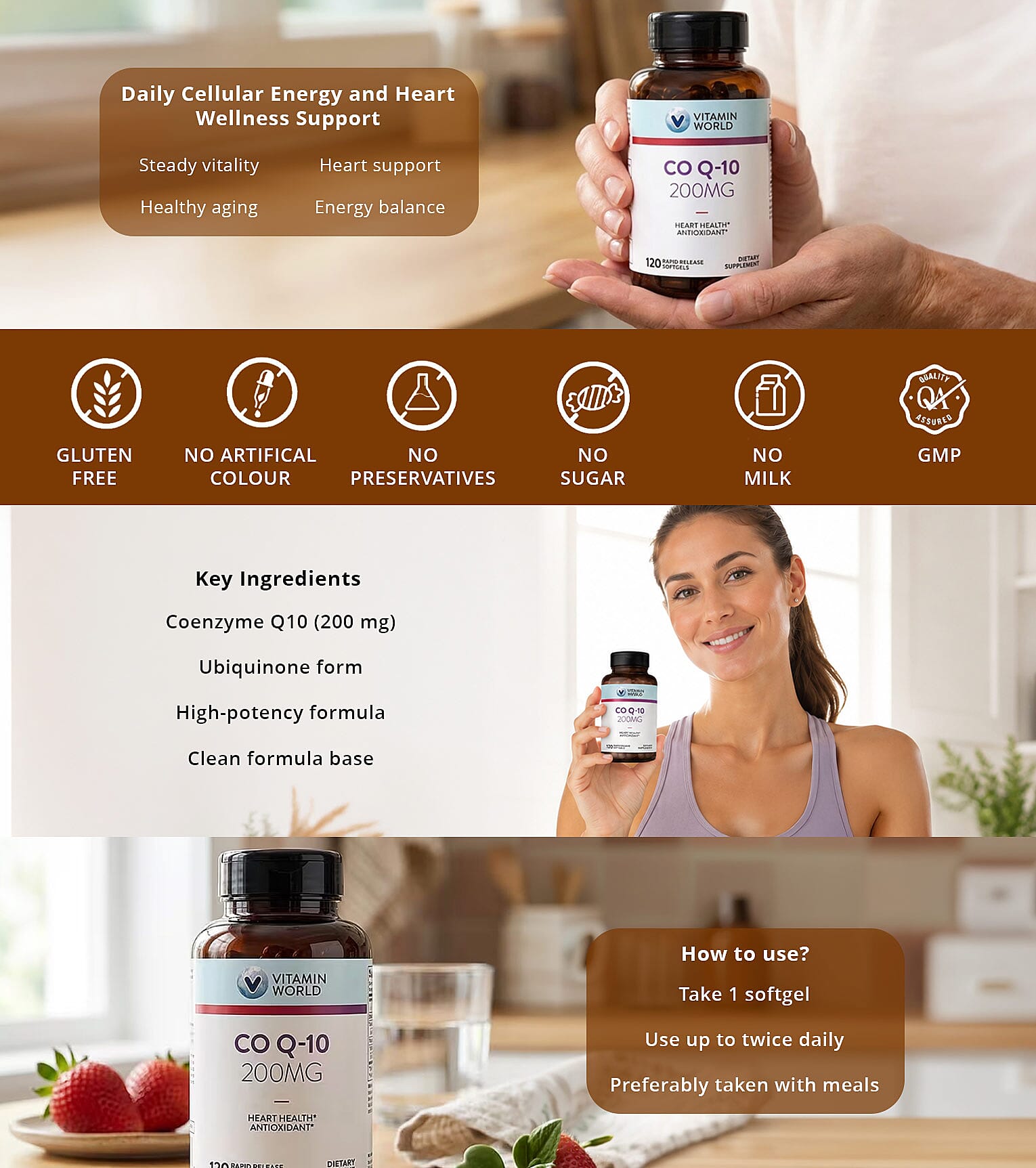 Vitamin World CoQ10 200 mg 120 Softgels Banner