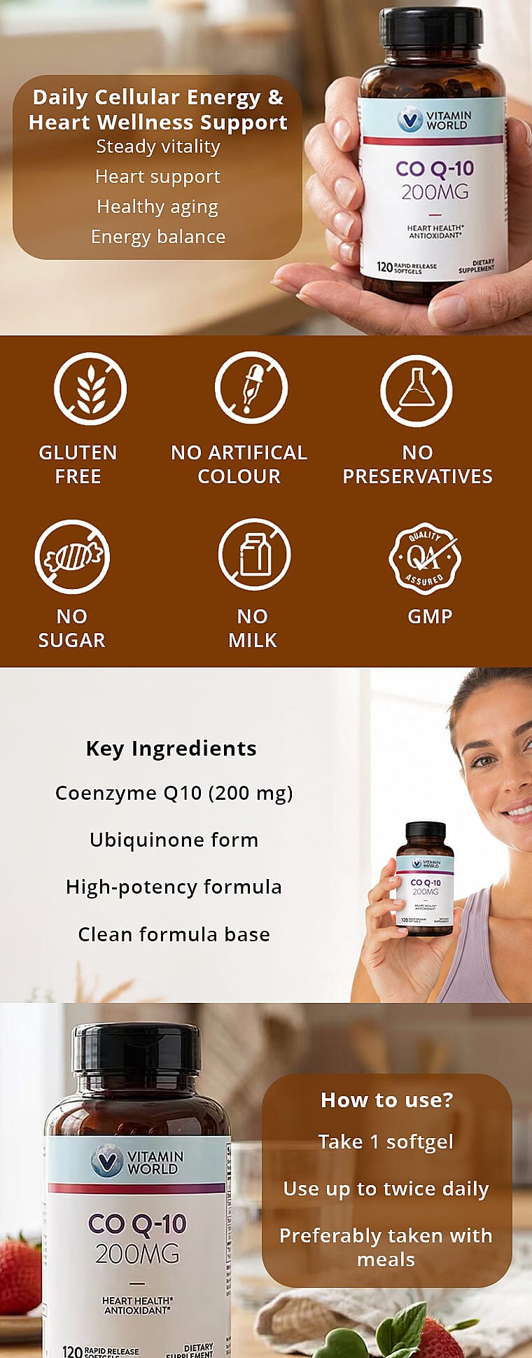 Vitamin World CoQ10 200 mg 120 Softgels Banner