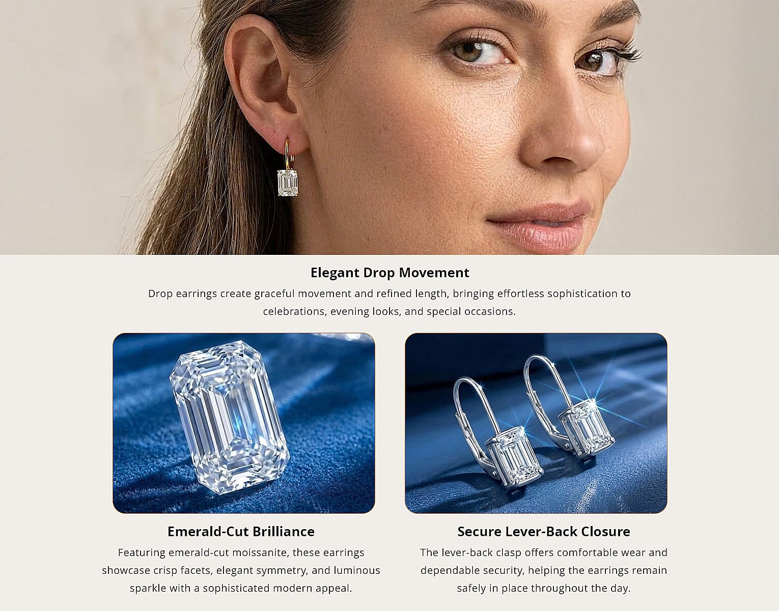 120 Facet Moissanite (Rnd 6.5mm) Trilogy Ring , Pendant without Chain and Stud Earrings Jewelry Set For Women in Vermeil YG Over Sterling Silver 6.20 ctw Banner