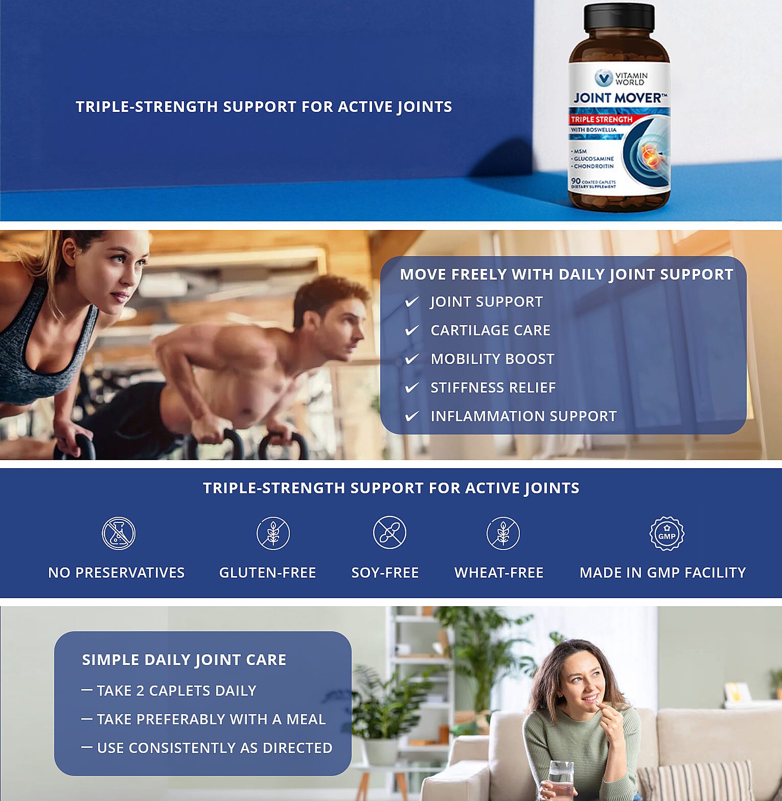 Vitamin World Joint Mover Triple Strength with Boswellia 90ct Caplets Banner