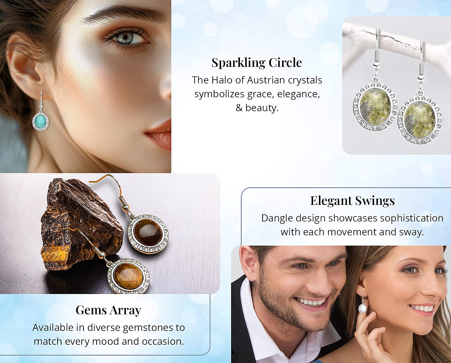 Crystal Dangle Earrings in Stainless Steel Banner