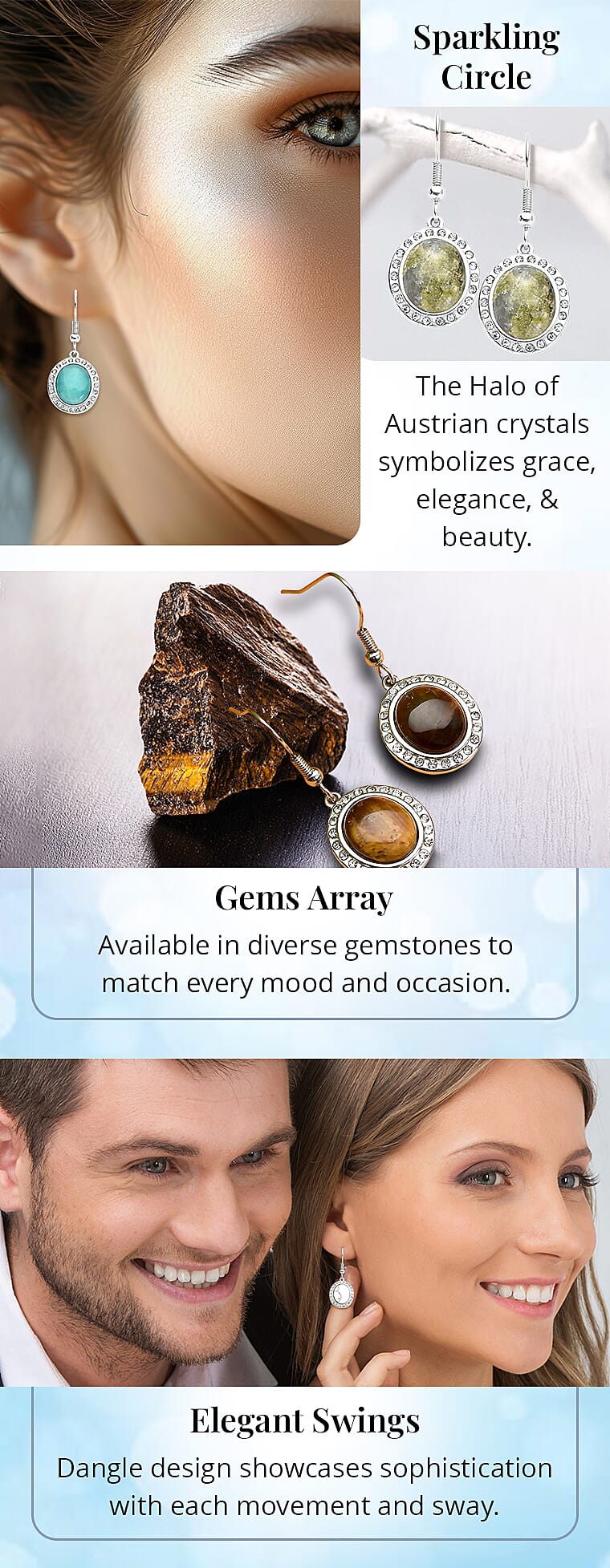 Crystal Dangle Earrings in Stainless Steel Banner