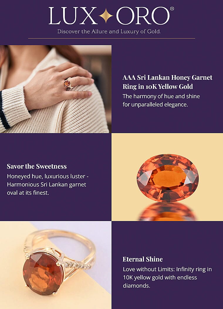 Luxoro AAA Sri Lankan Honey Garnet Ring in 10K Yellow GoldBanner