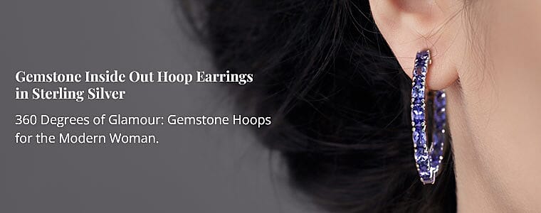 Gemstone Inside Out Hoop Earrings in Sterling Silver  Banner