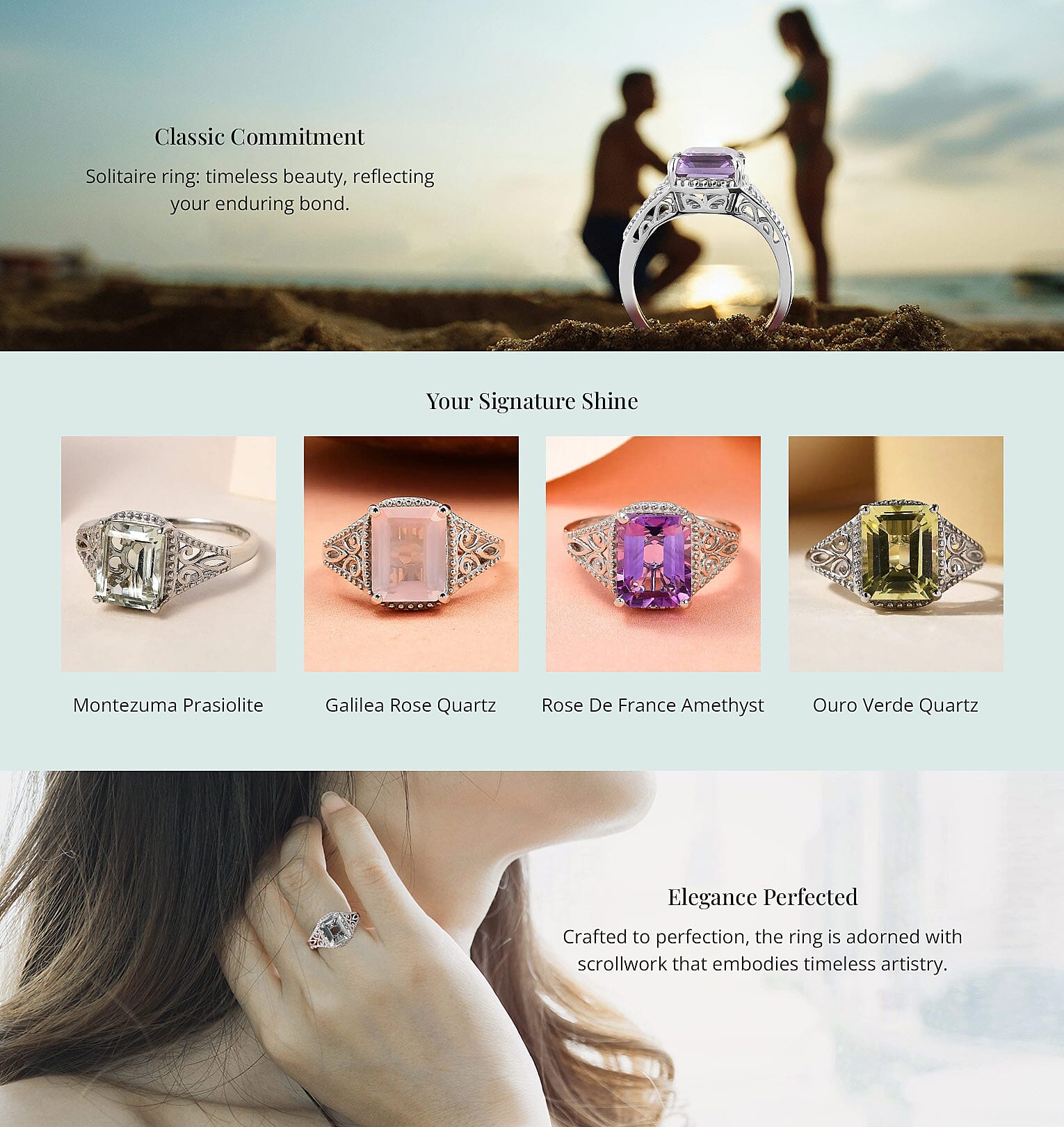 Montezuma Prasiolite 3.25 ctw Solitaire Ring in Platinum Over Sterling Silver Banner