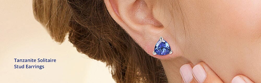 AAAA Tanzanite Solitaire Stud Earrings Banner