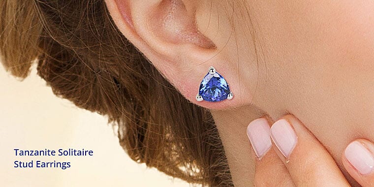 AAAA Tanzanite Solitaire Stud Earrings Banner