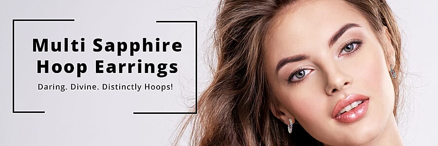 Multi Sapphire Hoop Earrings  Banner