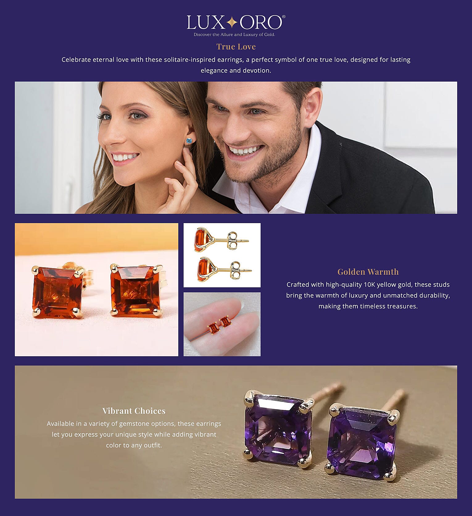 Luxoro Solitaire Stud Earrings Banner