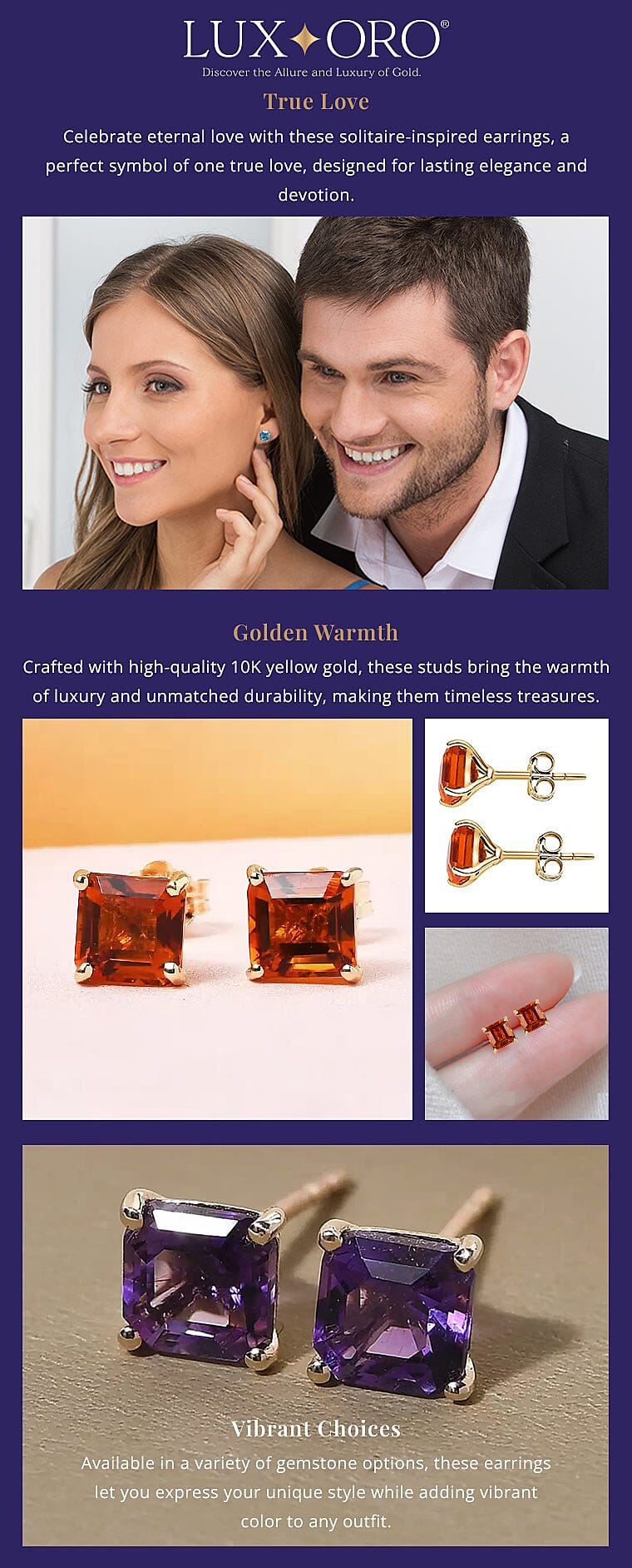 Luxoro Solitaire Stud Earrings Banner