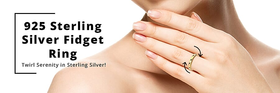 925 Sterling Silver Fidget Ring Spinner Ring Banner