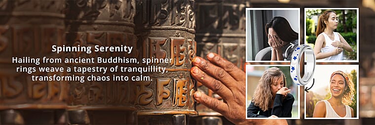 925 Sterling Silver Fidget Ring Spinner RingBanner