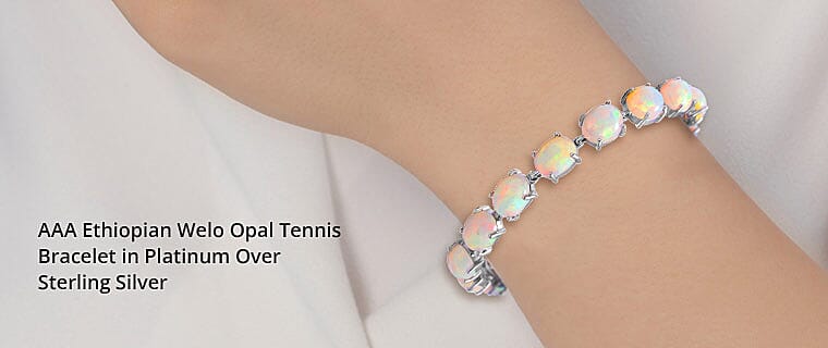 AAA Ethiopian Welo Opal Tennis Bracelet in Platinum Over Sterling Silver Banner
