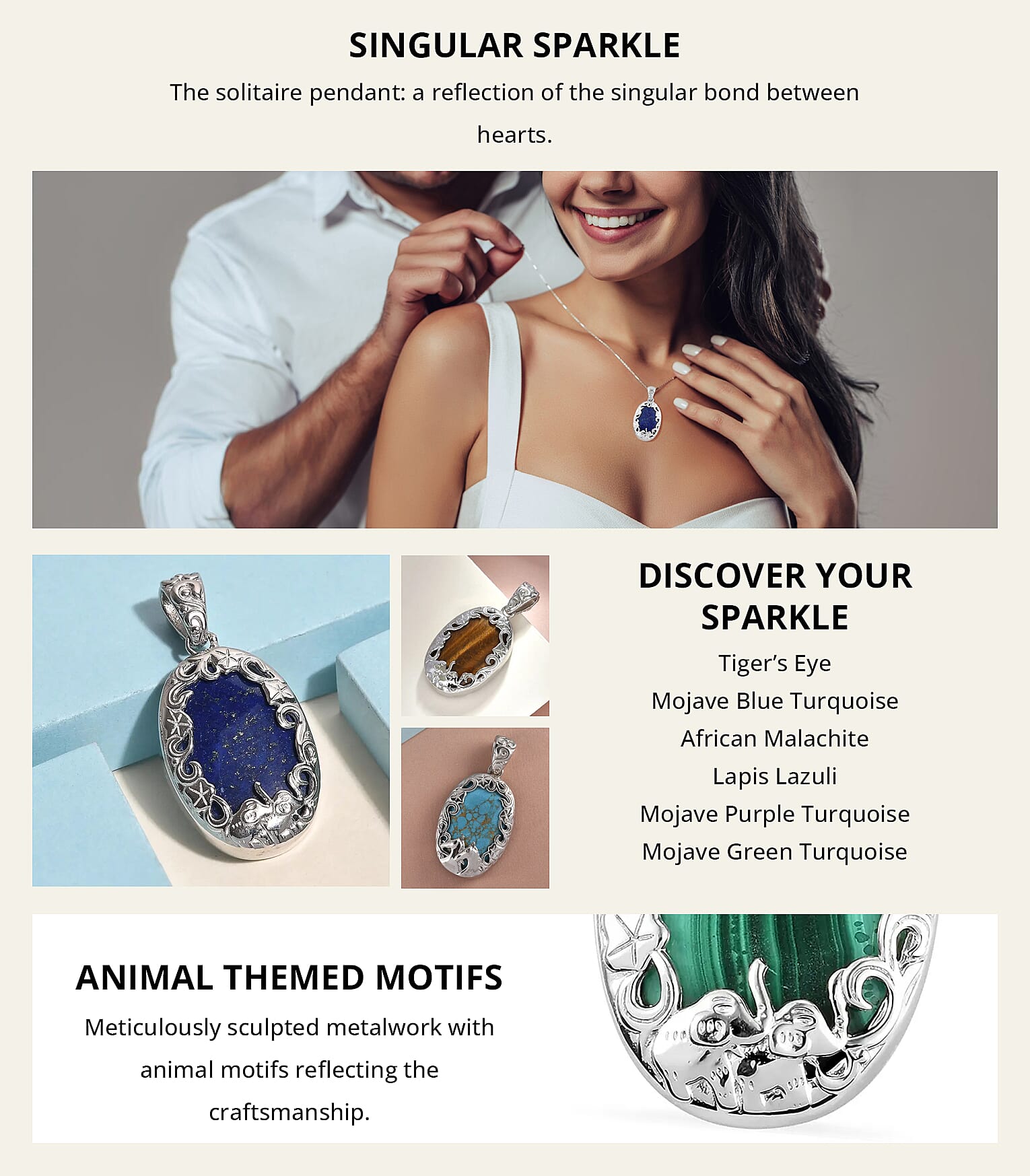 Solitaire Pendant in Platinum Over Copper with Magnet Banner