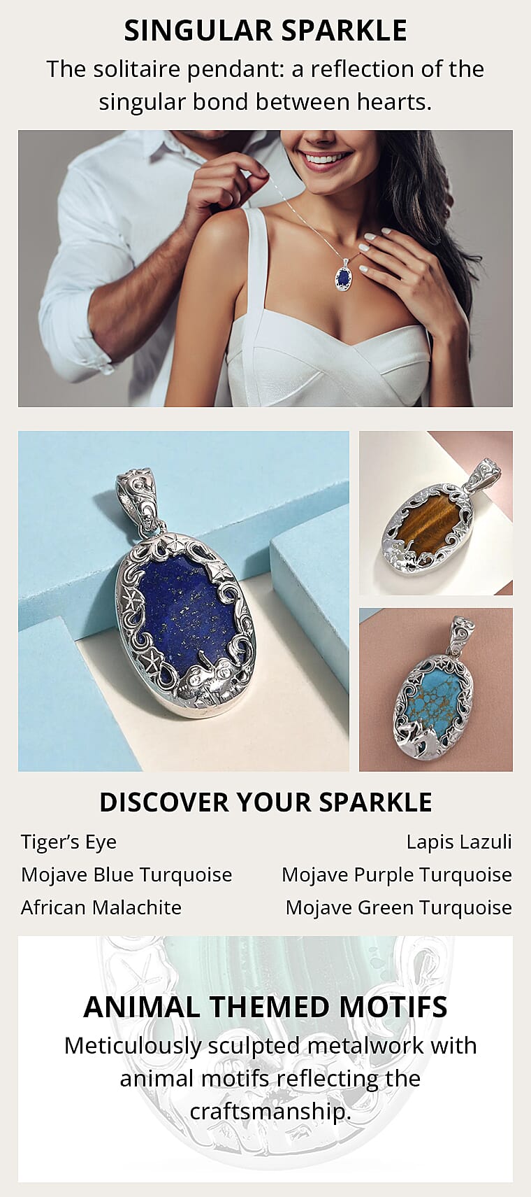 Solitaire Pendant in Platinum Over Copper with MagnetBanner