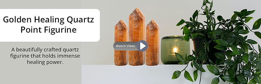 Golden Healing Quartz Point Figurine  Banner