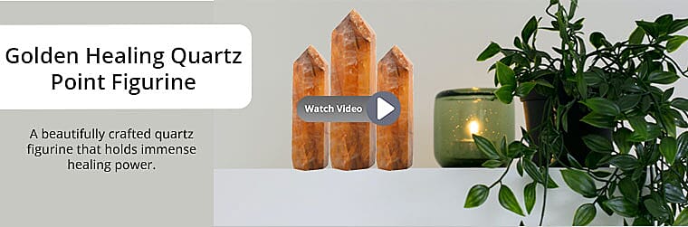 Golden Healing Quartz Point Figurine  Banner