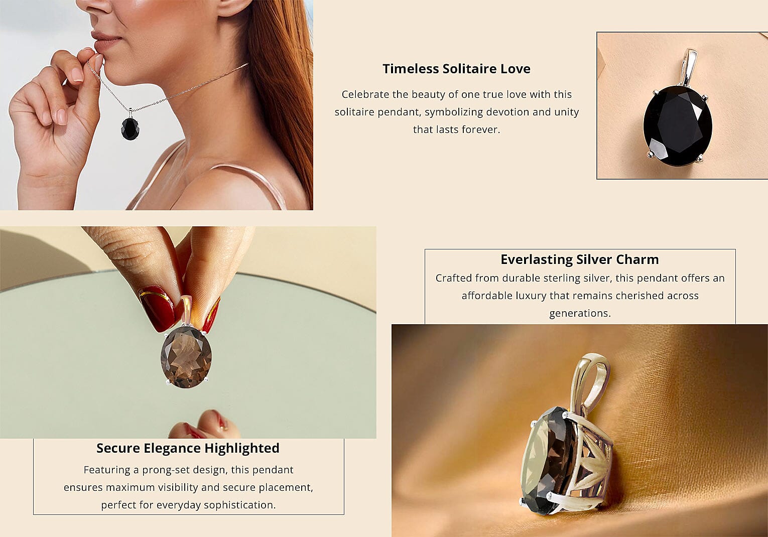 Solitaire Pendant in Sterling Silver Banner