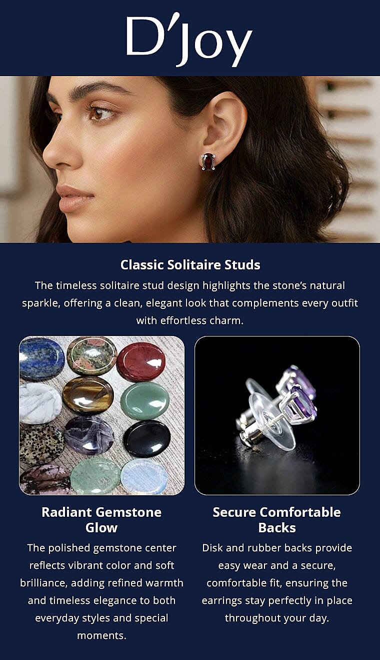 D'Joy Garnet Stud Earrings in Sterling Silver 1.85 ctw (Mozambique) Banner