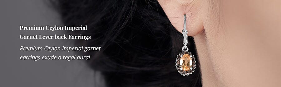 Premium Ceylon Imperial Garnet Lever back Earrings Banner