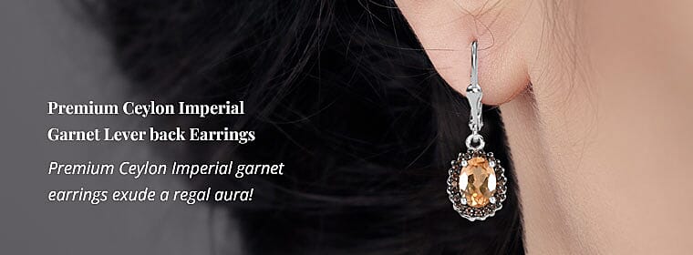 Premium Ceylon Imperial Garnet Lever back Earrings Banner