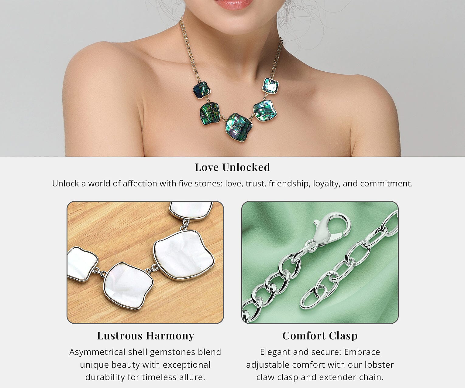 White Shell Necklace in Silvertone Banner