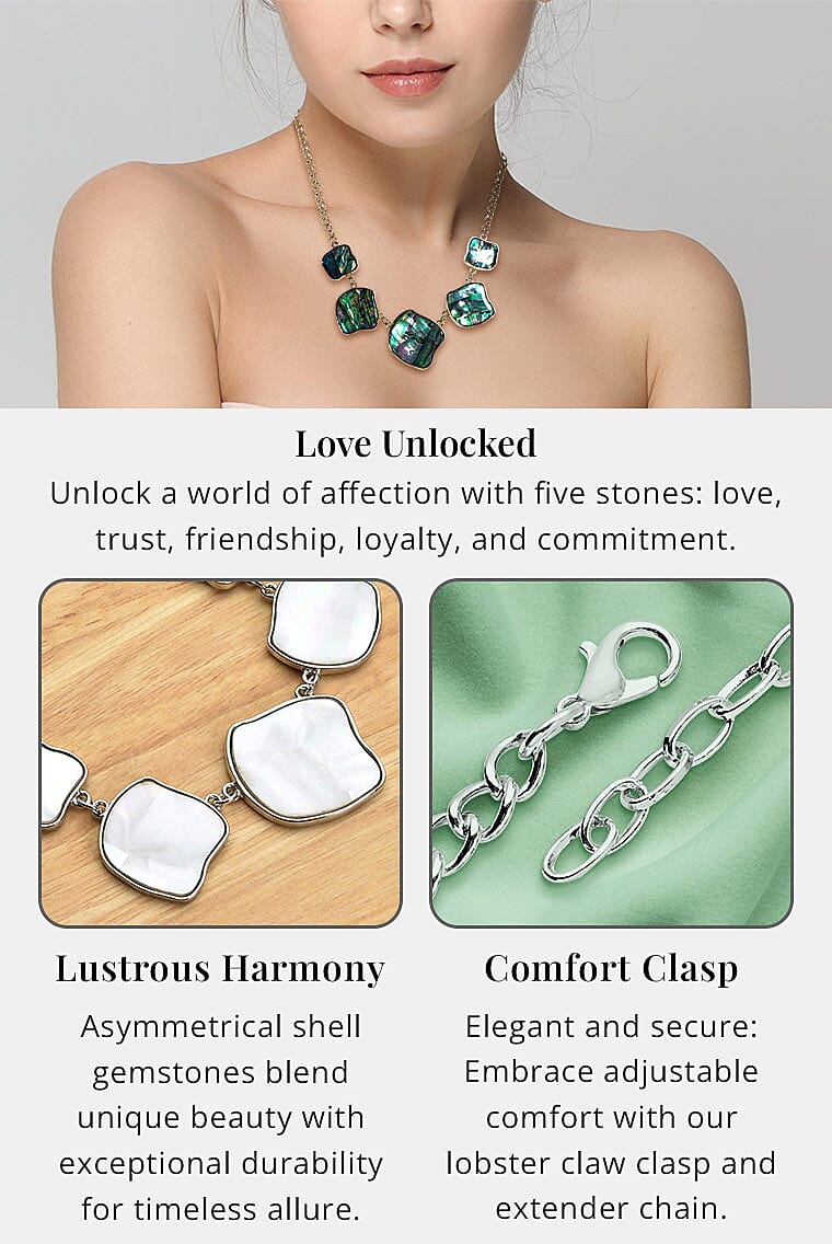 White Shell Necklace in Silvertone Banner