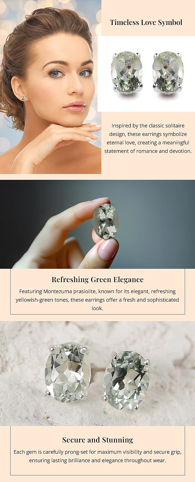 Montezuma Prasiolite 2.25 ctw Solitaire Stud Earrings in Sterling SilverBanner