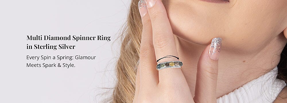 Multi Diamond Spinner Ring in Sterling Silver Banner