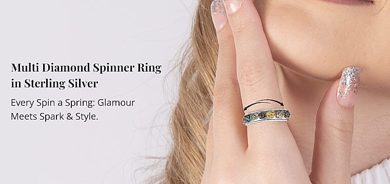 Multi Diamond Spinner Ring in Sterling Silver Banner