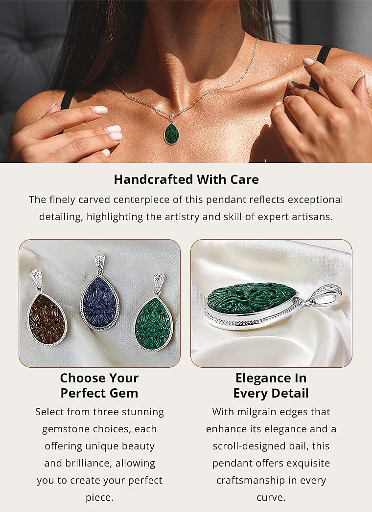 Carved Fancy Pendant in Platinum Over Copper with Magnet Banner