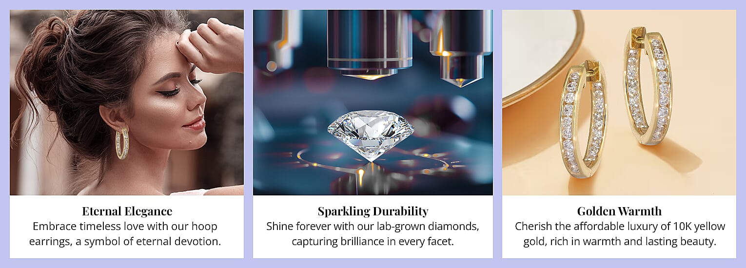 10K Yellow Gold Lab Grown Diamond Hoop Earrings Banner