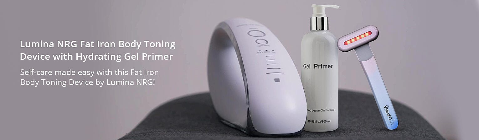 Lumina NRG Fat Iron Body Toning Device with Hydrating Gel Primer Banner