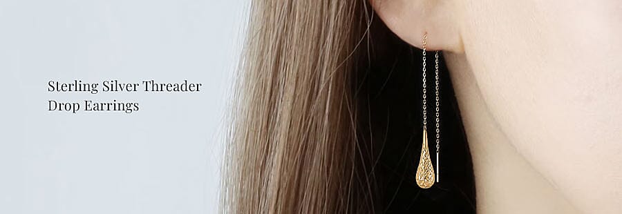 Sterling Silver Threader Drop Earrings Banner
