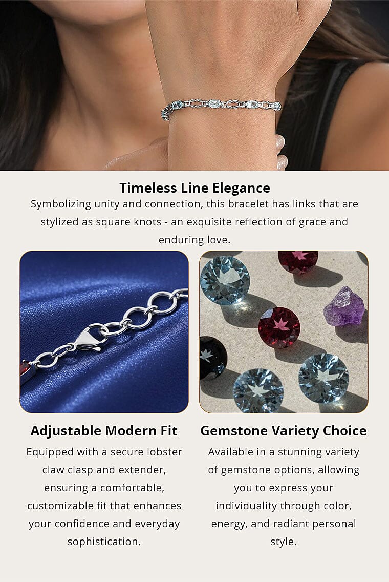 Sky Blue Topaz 5.10 ctw Line Bracelet in Stainless Steel (7.25 In) Banner