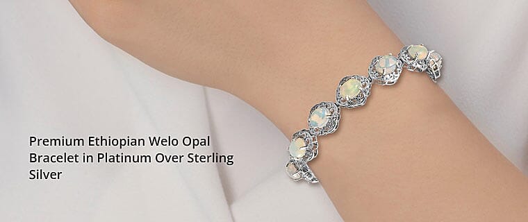 Premium Ethiopian Welo Opal Bracelet in Platinum Over Sterling Silver Banner