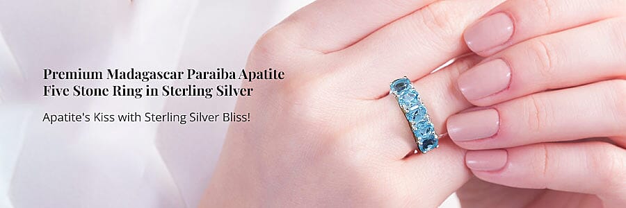 Premium Madagascar Paraiba Apatite 5-Stone Ring in Sterling Silver Banner