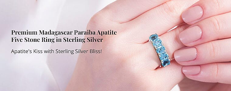 Premium Madagascar Paraiba Apatite 5-Stone Ring in Sterling Silver Banner