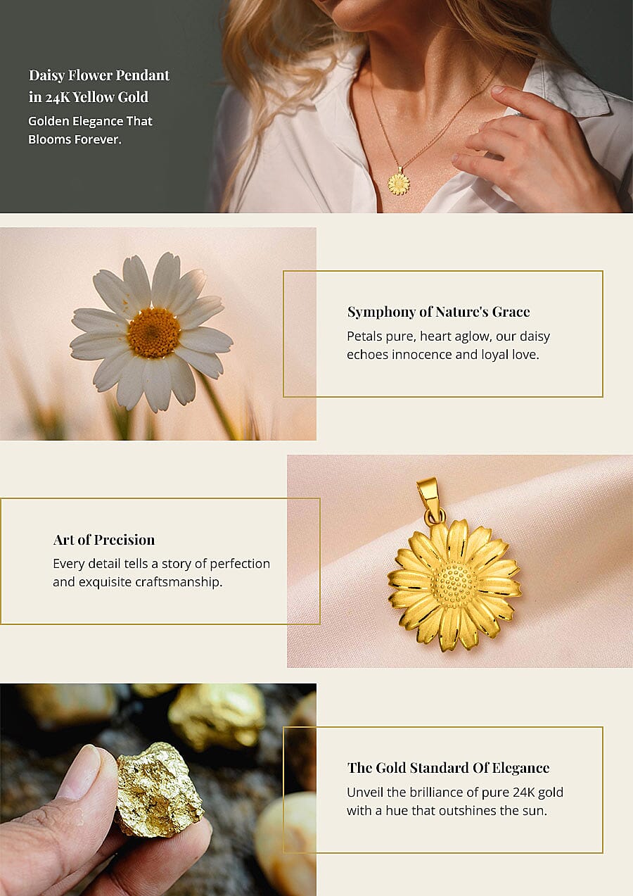 Daisy Flower Pendant in 24K Yellow Gold Banner