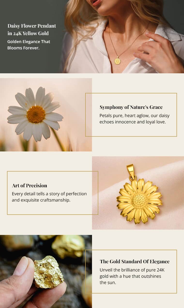 24K Yellow Gold Electroform Flower Pendant