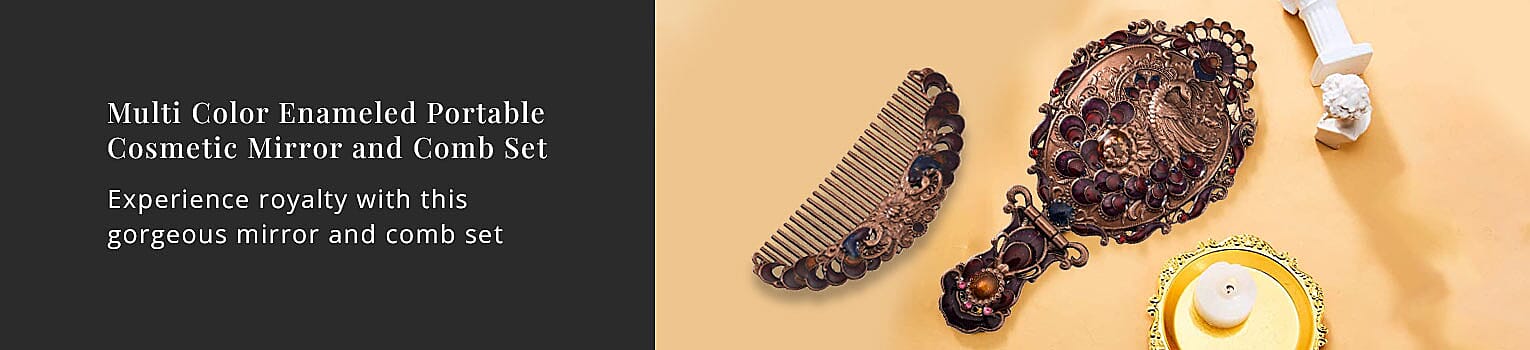 Portable Cosmetic Mirror and Comb Set Banner