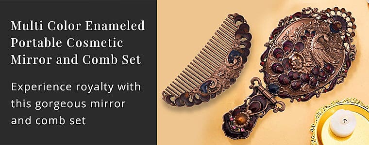 Portable Cosmetic Mirror and Comb Set Banner