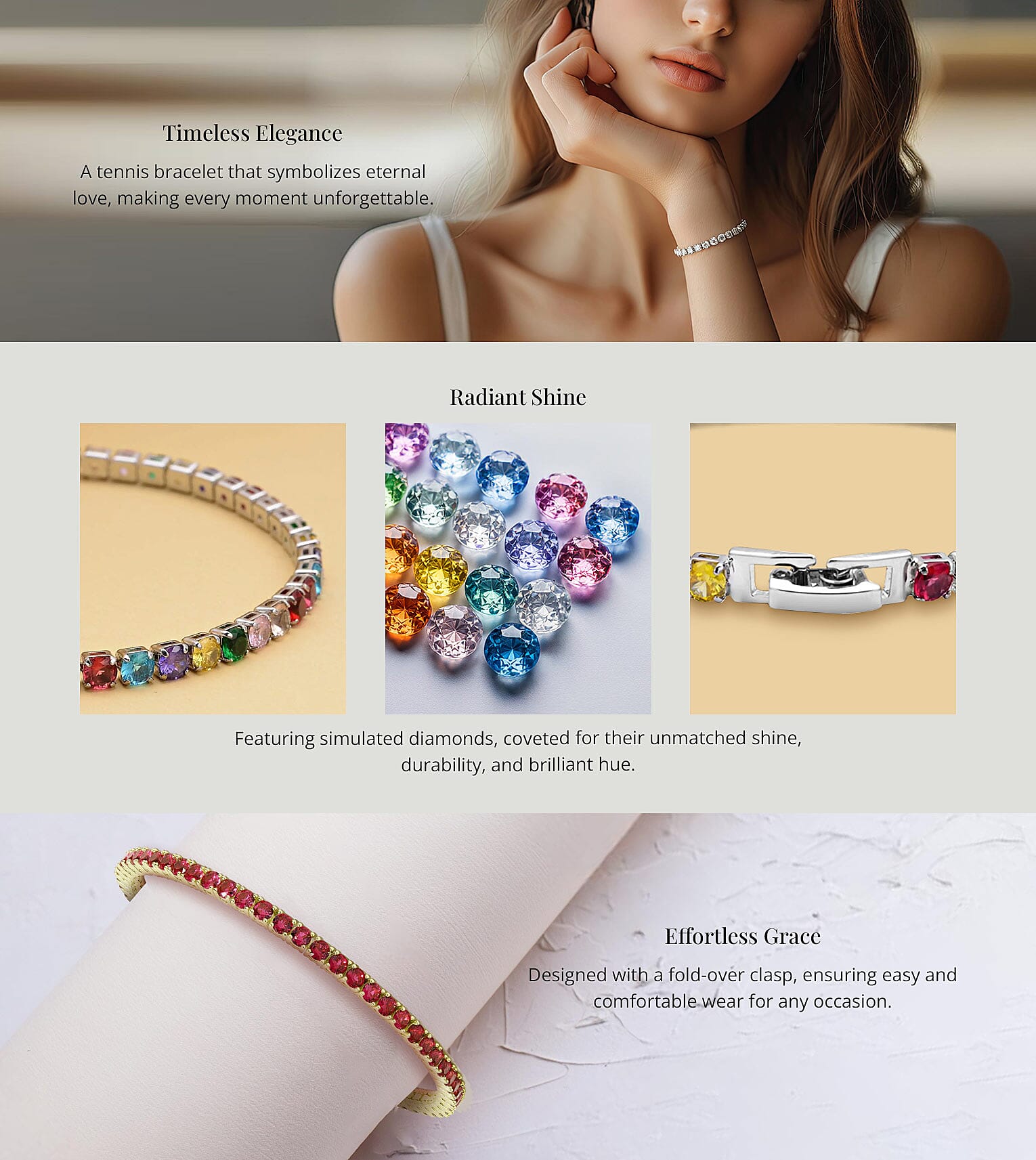 Simulated Diamond Tennis Bracelet in Goldtone Banner