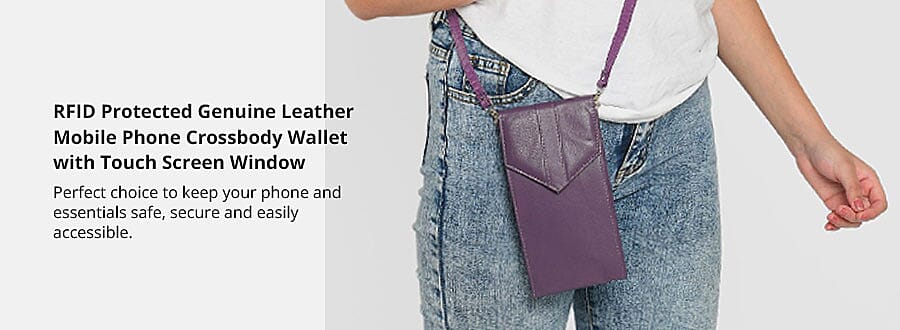 RFID Protected Genuine Leather Mobile Phone Crossbody Wallet Banner