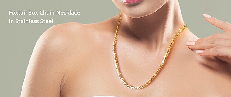 Foxtail Box Chain Necklace in Stainless Steel Banner