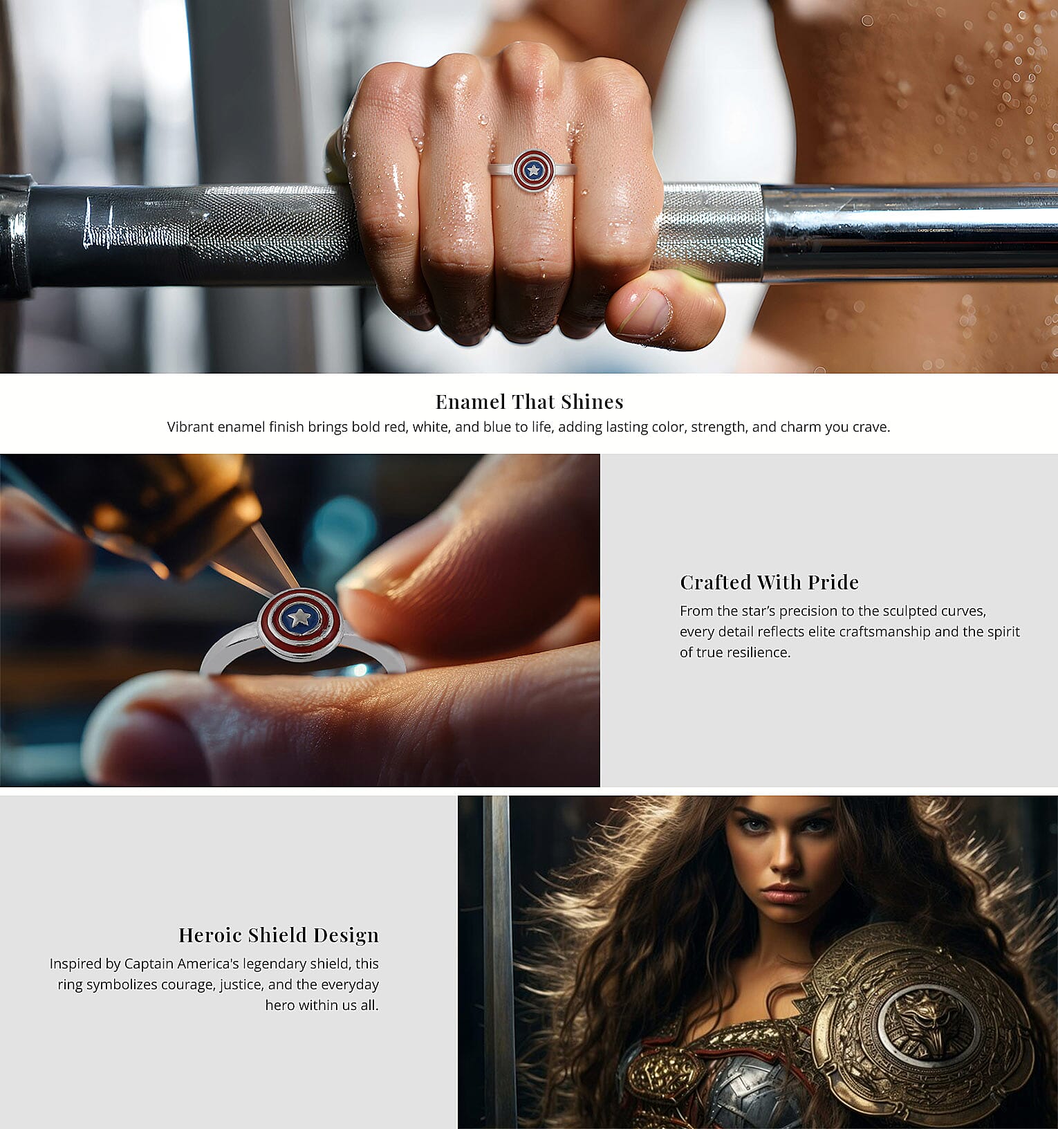 Marvel Captain America Shield Enameled Ring in Silvertone Banner