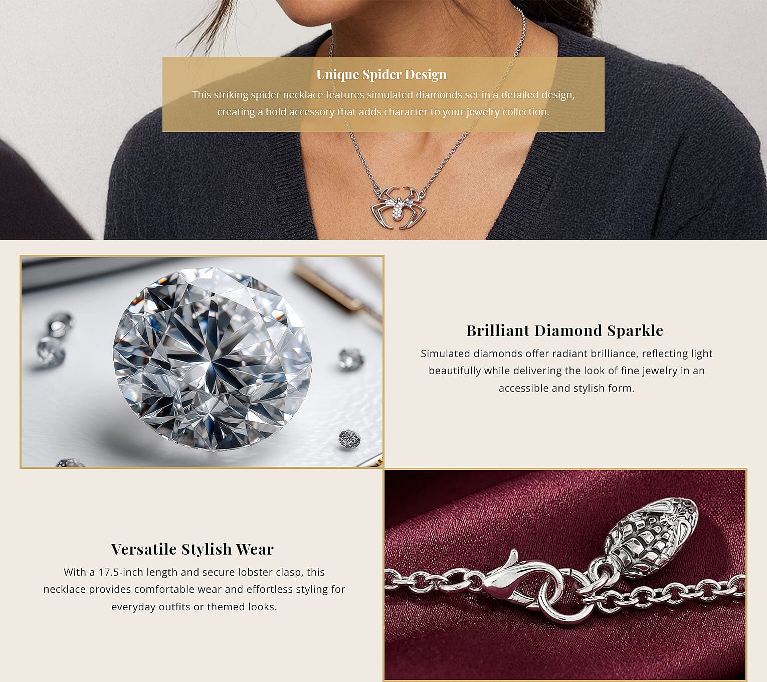 Marvel Simulated Diamond Spider Necklace in Silvertone 17.5 Inches Banner