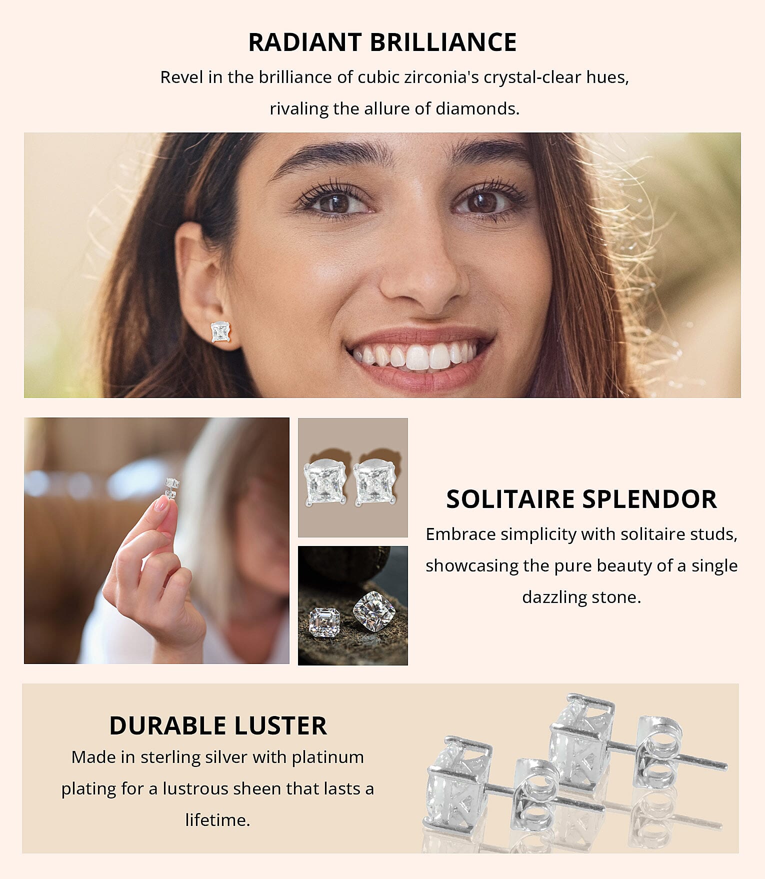 Stud Earrings in Platinum Over Sterling Silver Banner